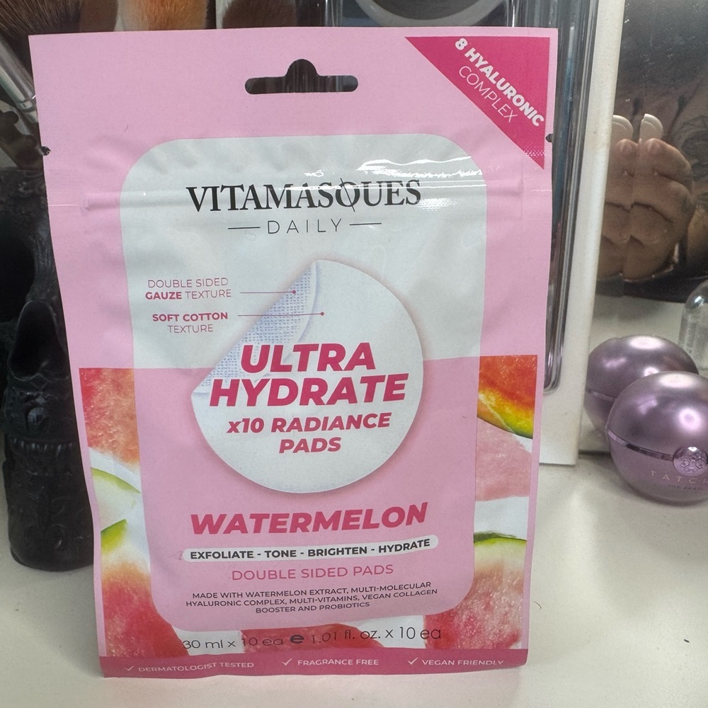 3/$15 Vitamasques Ultra Hydrate x10 Radiance Pads Watermelon Face Pads